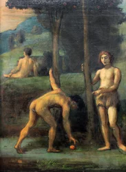 Trois jeunes dans un verger d